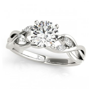 Twisted Round Diamonds Vine Leaf Engagement Ring Platinum (1.00ct)