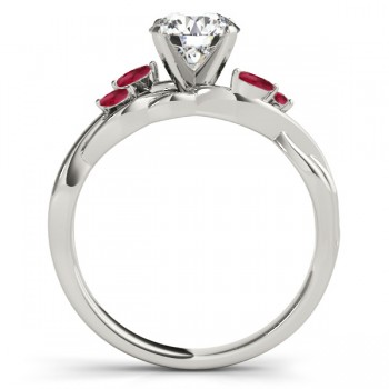Twisted Princess Rubies Vine Leaf Engagement Ring 14k White Gold (1.00ct)
