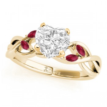 Twisted Heart Rubies Vine Leaf Engagement Ring 14k Yellow Gold (1.00ct)