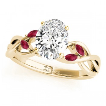 Twisted Oval Rubies Vine Leaf Engagement Ring 14k Yellow Gold (1.00ct)