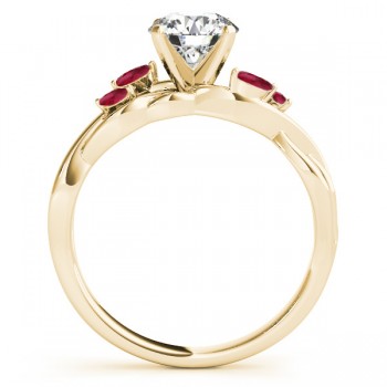 Twisted Oval Rubies Vine Leaf Engagement Ring 14k Yellow Gold (1.00ct)