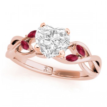 Twisted Heart Rubies Vine Leaf Engagement Ring 18k Rose Gold (1.00ct)