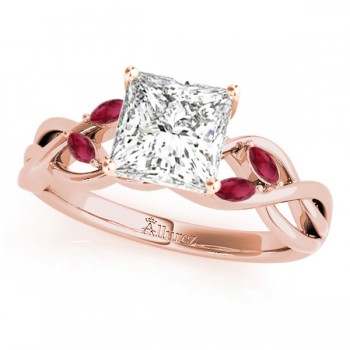 Twisted Princess Rubies Vine Leaf Engagement Ring 18k Rose Gold (0.50ct)