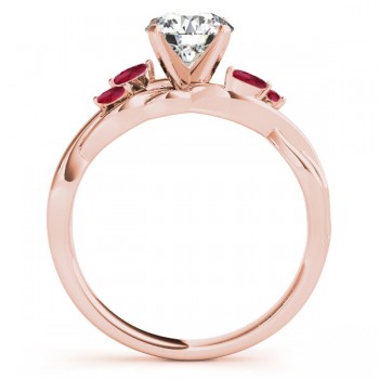 Twisted Round Rubies Vine Leaf Engagement Ring 18k Rose Gold (1.50ct)
