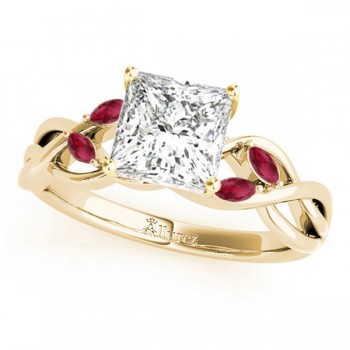 Twisted Princess Rubies Vine Leaf Engagement Ring 18k Yellow Gold (0.50ct)