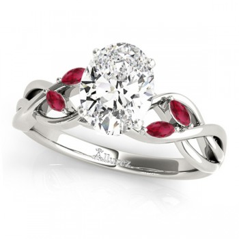 Twisted Oval Rubies Vine Leaf Engagement Ring Platinum (1.00ct)