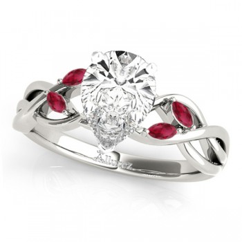 Twisted Pear Rubies Vine Leaf Engagement Ring Platinum (1.00ct)