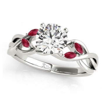Twisted Round Rubies & Moissanite Engagement Ring Platinum (0.50ct)
