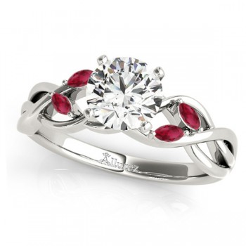 Twisted Round Rubies & Moissanite Engagement Ring Platinum (1.00ct)