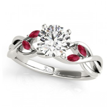 Twisted Round Rubies Vine Leaf Engagement Ring Platinum (1.00ct)