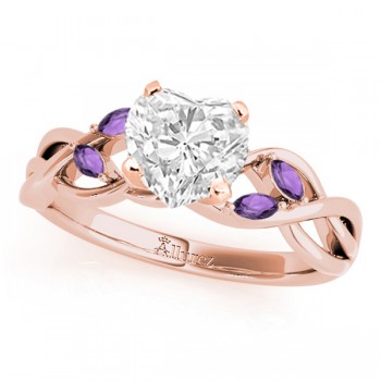 Twisted Heart Amethysts & Diamonds Bridal Sets 14k Rose Gold (1.23ct)
