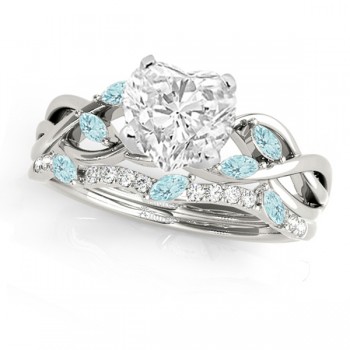 Twisted Heart Aquamarines & Diamonds Bridal Sets 18k White Gold (1.73ct)