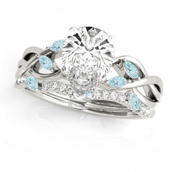 Twisted Pear Aquamarines & Diamonds Bridal Sets 18k White Gold (1.23ct)