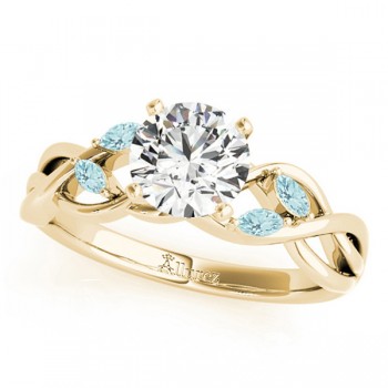 Twisted Round Aquamarines & Diamonds Bridal Sets 18k Yellow Gold (1.23ct)
