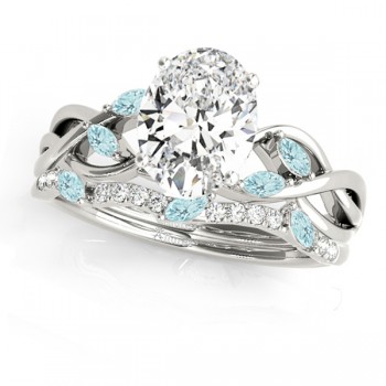 Twisted Oval Aquamarines & Diamonds Bridal Sets Platinum (1.23ct)