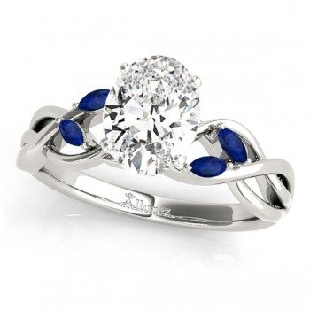 Twisted Oval Blue Sapphires & Diamonds Bridal Sets 14k White Gold (1.23ct)