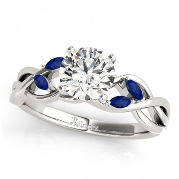 Twisted Round Blue Sapphires & Diamonds Bridal Sets 18k White Gold (1.23ct)
