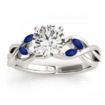 Marquise Blue Sapphire & Diamond Bridal Set Setting 18k White Gold (0.43ct)