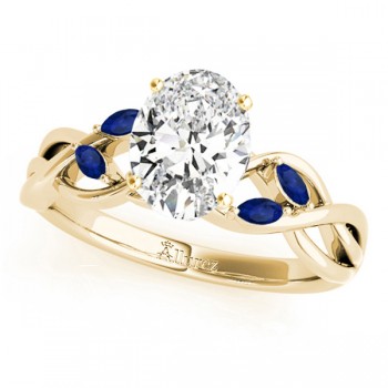 Twisted Oval Blue Sapphires & Diamonds Bridal Sets 18k Yellow Gold (1.73ct)