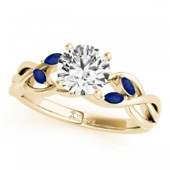 Twisted Round Blue Sapphires & Diamonds Bridal Sets 18k Yellow Gold (1.73ct)