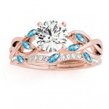 Marquise Blue Topaz & Diamond Bridal Set Setting 14k Rose Gold (0.43ct)