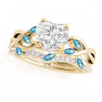Twisted Heart Blue Topazes & Diamonds Bridal Sets 18k Yellow Gold (1.73ct)