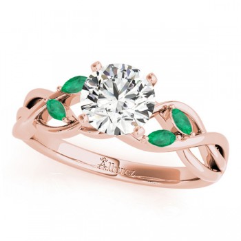 Twisted Round Emeralds & Diamonds Bridal Sets 14k Rose Gold (0.73ct)