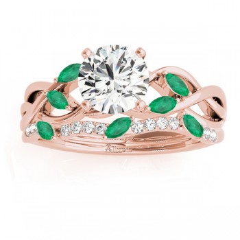 Marquise Emerald & Diamond Bridal Set Setting 14k Rose Gold (0.43ct)