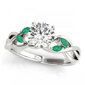 Twisted Round Emeralds & Diamonds Bridal Sets 14k White Gold (0.73ct)