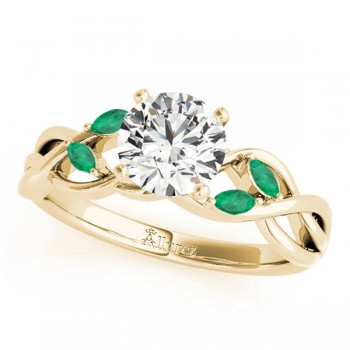Twisted Round Emeralds & Diamonds Bridal Sets 14k Yellow Gold (1.23ct)