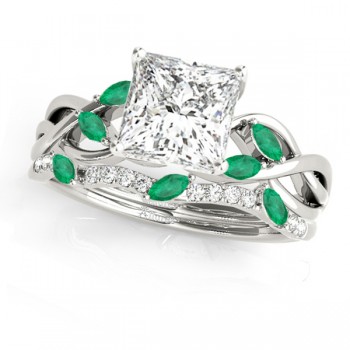 Twisted Princess Emeralds & Diamonds Bridal Sets Platinum (0.73ct)