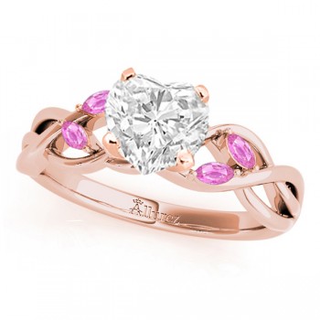 Twisted Heart Pink Sapphires & Diamonds Bridal Sets 14k Rose Gold (1.23ct)