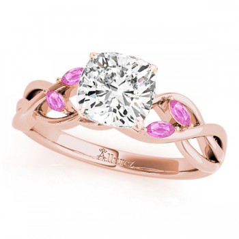 Twisted Cushion Pink Sapphires & Diamonds Bridal Sets 18k Rose Gold (1.23ct)