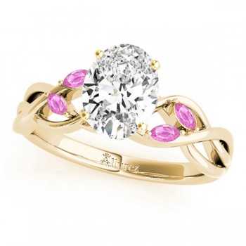 Twisted Oval Pink Sapphires & Diamonds Bridal Sets 18k Yellow Gold (1.73ct)