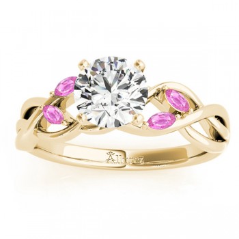 Marquise Pink Sapphire & Diamond Bridal Set Setting 18k Yellow Gold (0.43ct)