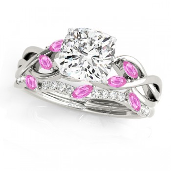 Twisted Cushion Pink Sapphires & Diamonds Bridal Sets Platinum (1.23ct)
