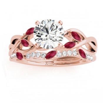 Marquise Ruby & Diamond Bridal Set Setting 14k Rose Gold (0.43ct)