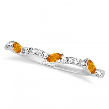 Marquise Citrine & Diamond Wedding Band Platinum (0.23ct)