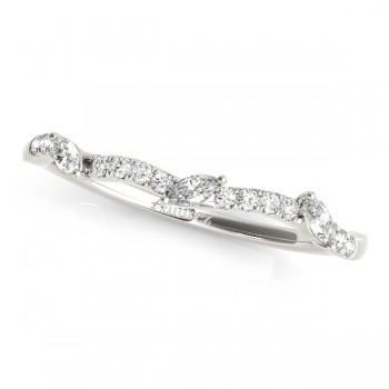 Lab Grown Diamond Contoured Marquise Wedding Band Ring 18k White Gold (0.23ct)