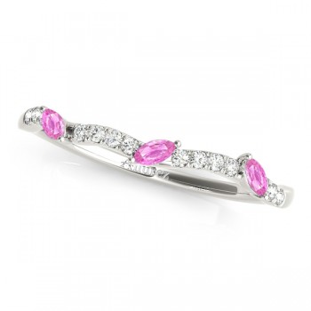 Marquise Pink Sapphire & Diamond Wedding Band Platinum (0.23ct)