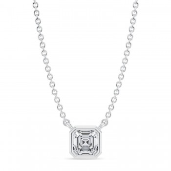 Asscher Lab Diamond Pendant Necklace 14K White Gold (0.50ct)