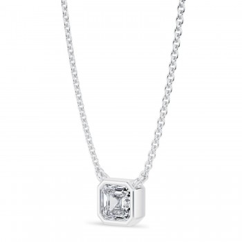 Asscher Lab Diamond Pendant Necklace 14K White Gold (0.50ct)