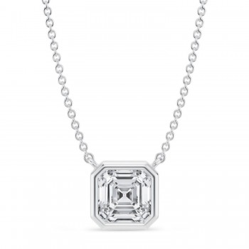 Asscher Lab Diamond Pendant Necklace 14K White Gold (1.50ct)