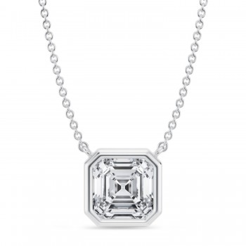 Asscher Lab Diamond Pendant Necklace 14K White Gold (2.50ct)