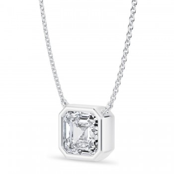 Asscher Lab Diamond Pendant Necklace 14K White Gold (2.50ct)