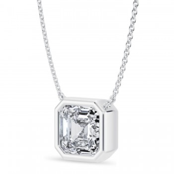 Asscher Lab Diamond Pendant Necklace 14K White Gold (3.50ct)