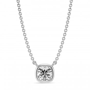 Cushion Lab Diamond Pendant Necklace 14K White Gold (0.50ct)