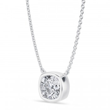 Cushion Lab Diamond Pendant Necklace 14K White Gold (1.50ct)