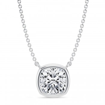 Cushion Lab Diamond Pendant Necklace 14K White Gold (2.50ct)