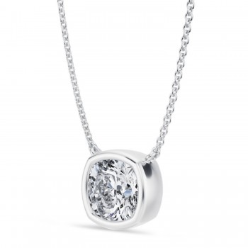 Cushion Lab Diamond Pendant Necklace 14K White Gold (2.50ct)